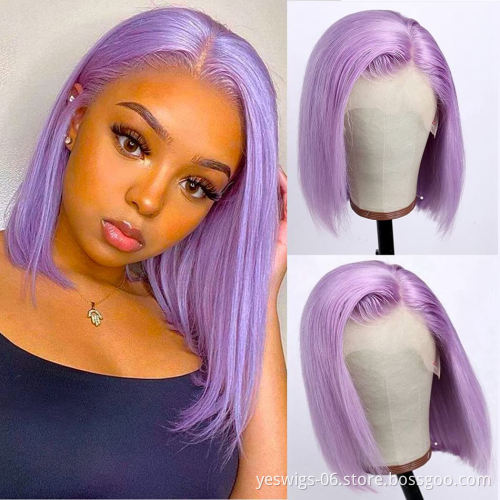 Cheap Lace Front Wig Grey Red Pink Color Bob Wig Raw Cambodian Human Virgin Hair Swiss Full Hd Lace Frontal Wig For Black Women